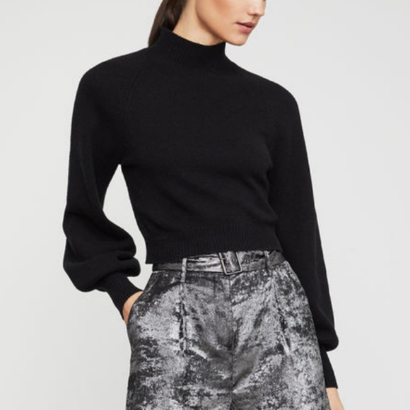 BCBGMAXAZRIA Turtleneck Cropped Black Sweater - Picture 2 of 5